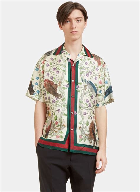 gucci blue floral bowling shirt|gucci silk bowling shirts.